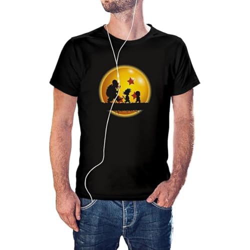 KMF T-SHIRT - Camiseta goku sol estrellas (M, Negro)