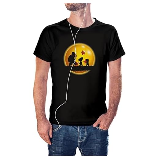 KMF T-SHIRT - Camiseta goku sol estrellas (M, Negro)