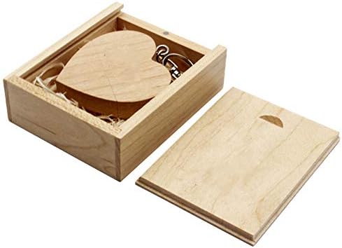 A Plus+ 10 PCS USB 3.0 Memory Sticks 32GB Wooden Heart USB 3.0 Flash Drive with 10 PCS Wooden Cases Gift Box in Bulk