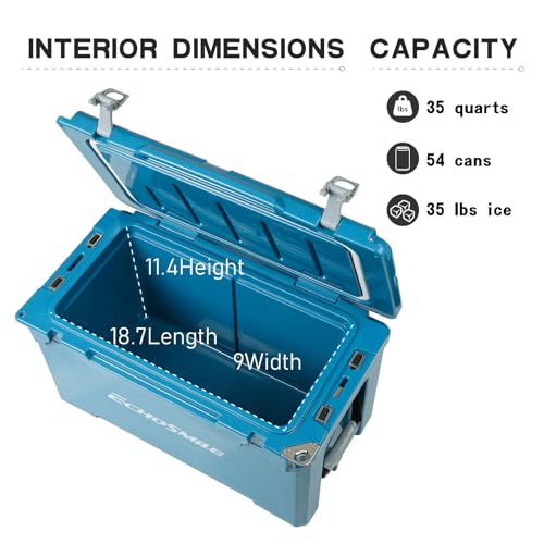 Image of EchoSmile 25 /30 /35 /40 /60 /75 Quart Rotomolded Cooler, Built to Stand up to The Rigors of The Journey
