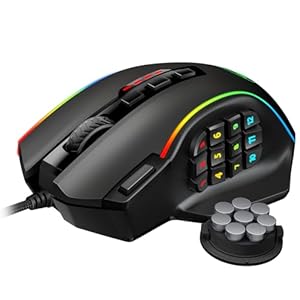 Redragon Gaming Mouse, MMO Gaming Mouse UP 16,000 DPI, 16 Macro Programmable Buttons, RGB Gaming Mouse with 12 Side Buttons, 8 * 2.4g Weight Tuning for PC Laptop MOBA FPS, M901K, Black