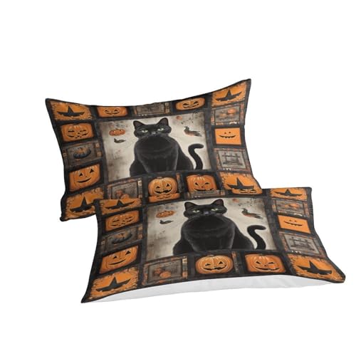Funda nórdica gato negro microfibra suave 220x240cm con diseño cabeza de zucca 3D 6