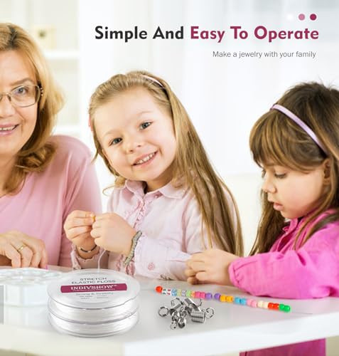 Indivshow TLX-01 Elastic Bracelet String Cord Stretch Bead Cord With 6Pcs Bead Stoppers And 1Pc Big Eye Beading Needle For Jewelry Making And Bracelet Making White thumb #3