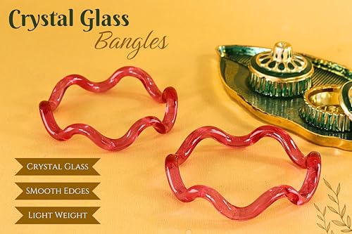 Image of NMII Stylish Glass Kada Set With Simple Cutting Pattern Glossy Finished For Women & Girls | Kada For Gift, Wedding & Everyone