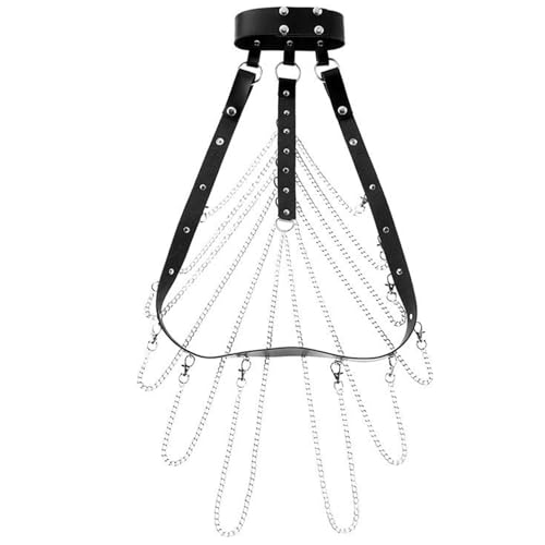 BDSMLOVE Harness Leder, Sissy Dessous Fetisch Sexy Unterwäsche für Männer, Festival Outfit Gay Herren Erotische Reizwäsche für Sex (Weiße Kette)