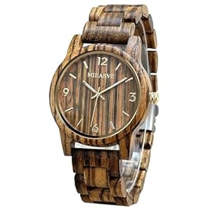 Wooden Watch for Men Casual Handmade Wood Watches Quartz Movement Brown Dial Suitable for Daily Wear
