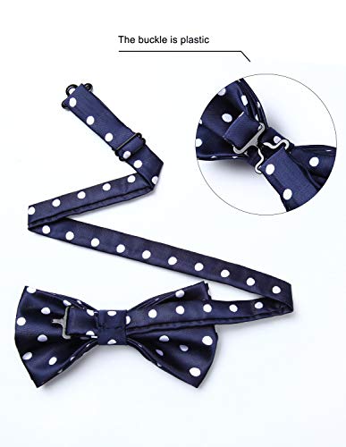 Enlision Pre-Tied Bow Tie Polka Dot Adjustable Formal Bowties Neck Tie for Men & Boys Navy Blue/White