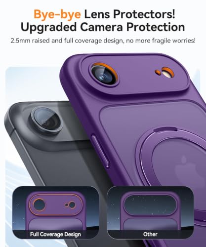Image of AIBEX Back Cover for Apple iPhone 17 AIR MagSafe Compatible with OStand Ring Kickstand Magnetic Metal Alloy Ring | Wireless Charging | Thin Scratch Resistant Armor | Shockproof Protective Case -Purple