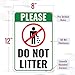 1PC Do Not Litter Sign, 12 x 8 Inches - Aluminum - No Littering Pick Up Your Trash Outdoor Sign