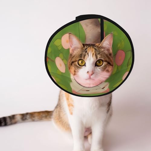可愛い 猫 ペット エリザベスカラー 保護首輪 ペット用品 ベルクロ付き サイズ調整可能 軽量 通気性 柔らかく 快適 手術後ケア 傷口保護 舐め 噛み 引っ掻き防止 犬用 猫用 保護サークル S-L