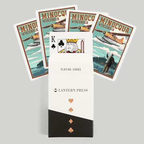 Lantern Press Minocqua Wisconsin Baraja Poker 52 Cartas miniatura 6