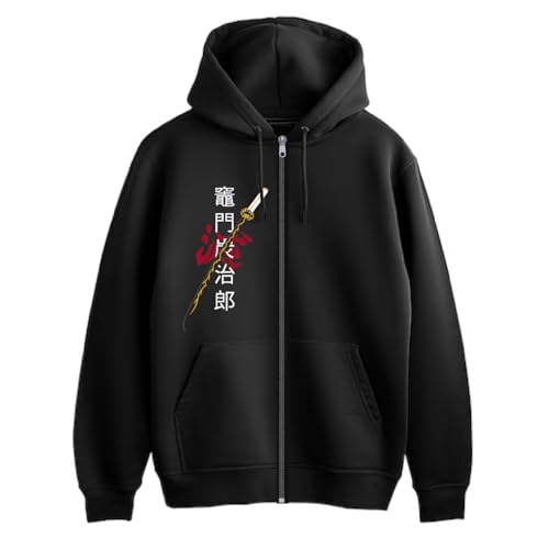 Image of Anime Zipper Hoodie for Men Stylish | Regular Fit Demon - Slayer Printed Hoodie | Cotton Fleece Long Sleeve Zip Up Hoodie Sweatshirts