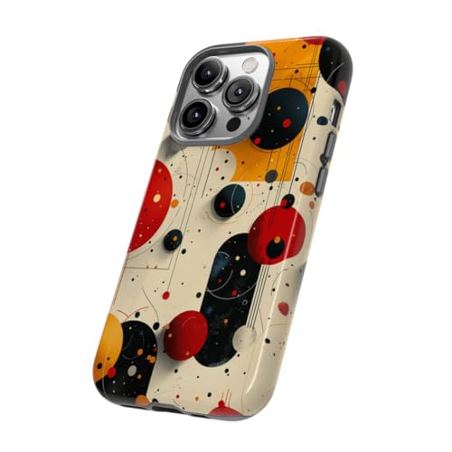 Coque rigide brillante iPhone 14 Pro motif cercles abstraits élégants