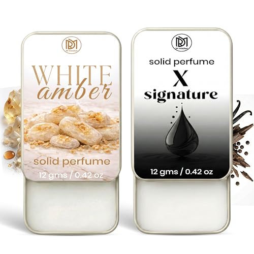 Image of Dr.Mashur Solid Perfume |x signature&White amber Alcohol Free Wax Perfume Balm, Long Lasting | Pocket Tin 12g, Pack Of 2| Non Greasy Smooth Glide, Travel Friendly Unisex Gifts He Or Her