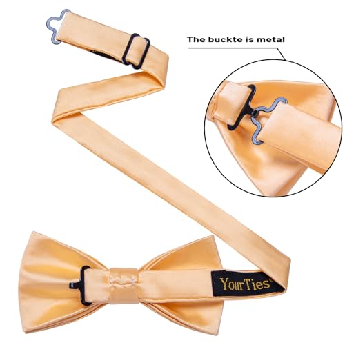 Image of YourTies Bow Ties for Men Pretied Bowties Solid Color Satin Bow Tie Formal Business Tuxedo Wedding Party Prom