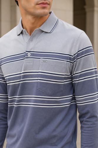Image of Full Sleeve Polo T Shirt for Men Cotton with Pocket and Collar - Regular Fit Tshirt