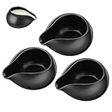 Alasum 3pcs Ceramic Sauce Jug Set with Spout, Milk Gravy Boats for Coffee, Honey, and Steak Sauce, Black