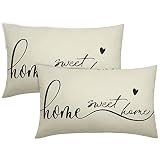 Home Decorative Pillow Covers 12x20 Home Sweet Home Throw Pillow Covers Farmhouse Linen Lumbar Cushi