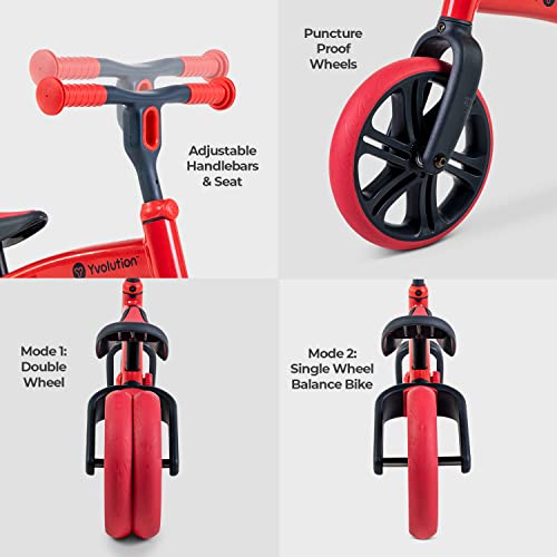 Yvolution Y Velo Junior Toddler Balance Bike | 9 Inch Wheel No-Pedal Training Bike for Kids Age 18 Months to 4 Years(Red)