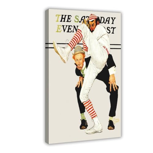 Baseball 1939 Norman Rockwell impression sur toile pour déco salon rétro chic