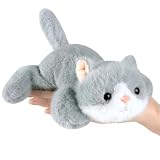 Ditucu Cute Palm-Sized Cat Stuffed Animal Soft Capibara Plush Doll Small Kitten Plushies Toys Gifts for Kids Grey 7.8 inch