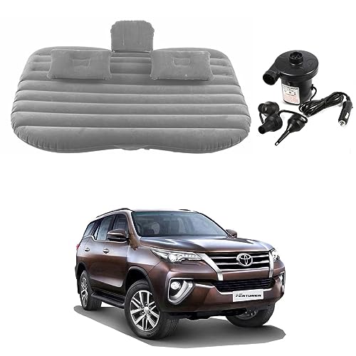 Image of Oshotto Multifunctional Car Travel Bed Mattress with Two Air Pillows, Car Air Pump Compatible with Toyota Fortuner 2009-2016 (Grey)