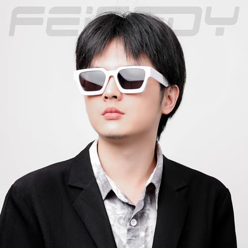 Image of FEISEDY Retro 90s Chunky Square Sunglasses for Women Men B2385