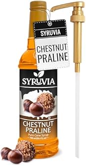 Syruvia Coffee Syrup, Chestnut Praline Flavored Syrup for Drinks, Lattes, and Desserts – 25.4 fl oz, With Pump