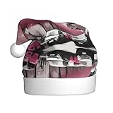 WHJYYXDE Sombrero de Navidad para adultos, sombrero de Papá Noel de tela de calidad con parte inferior suave y esponjosa, Torre Eiffel de París, estampado floral rosa