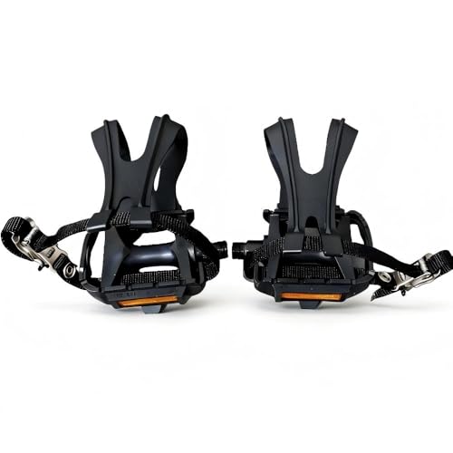 CGXYK Wide Platform Bike Pedals 9/16in with Toe Clips for Indoor Cycling