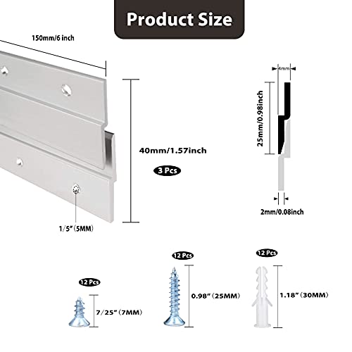 Image of French Cleat Picture Hanger, Aluminum Z Hanger Interlocking Wall Mounting Bracket Hardware Kit Z Clips for Hanging Wall Painting, Mirrors, Panels, Artwork, Cabinet, Whiteboard (6inch-4Pairs)