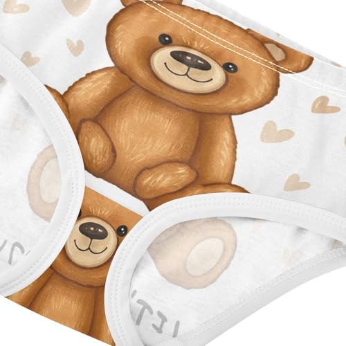 Cotton Girls Underwear Toddler Cute Teddy Bear White Girl Panties Cute Cartoon Briefs Underpants 2t4