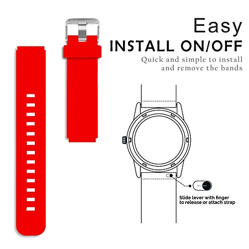 Diruite For Michael Kors Access Sofie/Runway Band Strap, 18Mm Classic Silicone Strap Band For Mk Runway/Sofie Smartwatch - Black,Red,White #TOP6