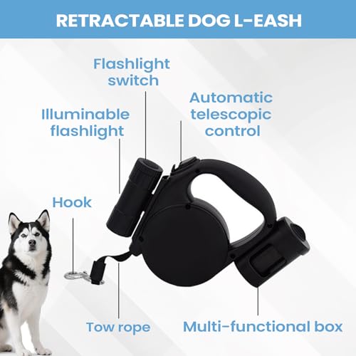 Laisse rétractable pour chien de 5m automatique avec lampe intégrée - 6