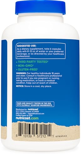 image for Nutricost Spirulina 3,000mg, 180 Capsules for 30 Servings - CCOF Certi