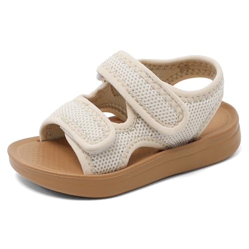 Image of MK MATT KEELY Unisex Kids Summer Slide Sandals Baby Comfort Anti-Slip Open Toe Adjustable Walking Beach Shower Shoes for Boys Girls