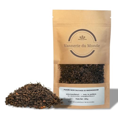Poivre Sauvage de Madagascar Voatsiperifery – Poivre Rare & Aromatique - 100% Naturel - Saveur Unique, Notes d’Agrumes & de Bois - Grains Premium Sélectionnés - Cuisine Gourmet - Sachet de 100g