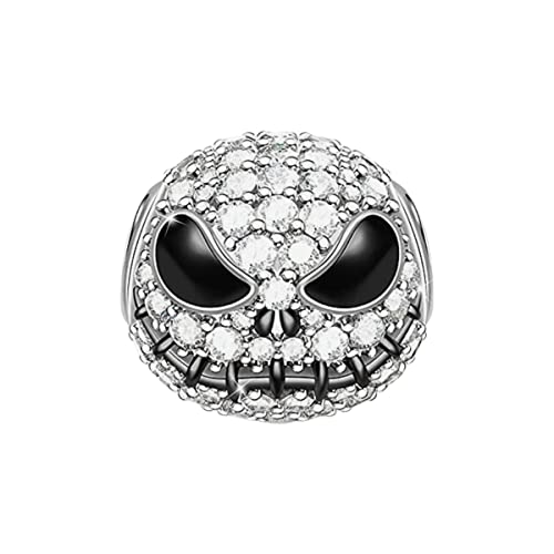 Beeuvip Halloween Jack Skull Zircon Charm 925 Sterling Silver Openwork Bead For Charm Bracelets And Necklaces With 5A Cubic Zirconia, Birthday Mothers Day Jewelry Gifts Women Girls #TOP14