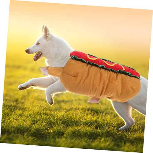 Disfraz divertido de perrito caliente para perros y gatos miniatura 6
