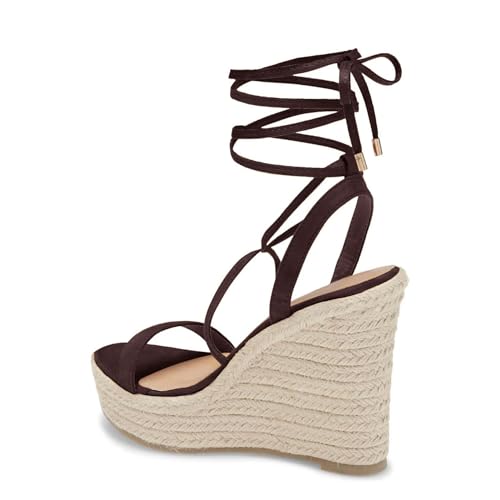 Image of Coutgo Women's Espadrille Wedges Lace Up Platform Ankle Cross Strap Slingback Summer Dress Sandals
