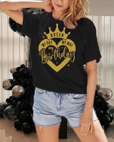 Image of Happy Birthday Shirts for Women Cute My Day My Way Birthday Girl T Shirt