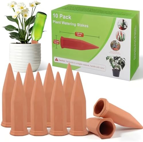 Tcamp 10 Pack Terracotta Watering Spikes, Plant Watering Devices ...