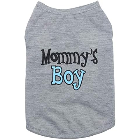 Oasis Plus Mommy's Boy Gray Pet T-Shirt Vest Outfits Clothes for Female Male Dog Cat Rabbit Cover