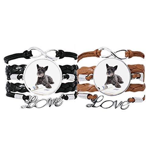 Chien bracelet amour couple de qualité supérieure en cuir véritable noir