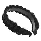 PLAFOPE Braid Wig Headband for Women Synthetic Hair Plaited Hairpiece with Slip Design Stylish Headband for Versatile Occasions and Fashionable Hairstyles Natural
