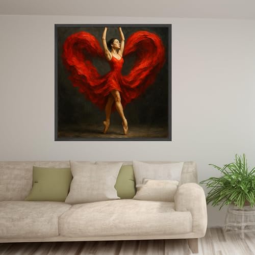Impression sur toile décoration intérieure tableau moderne ballet de danseuse en robe rouge