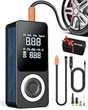 Cordless Tire Inflator Portable Air Compressor, Smart Air Pump for Car Tire with Digital Pressure Gauge, LED Light, 12V Car Power Adapter, Storage Box, Car, Motorcycle, Ball, BikePump