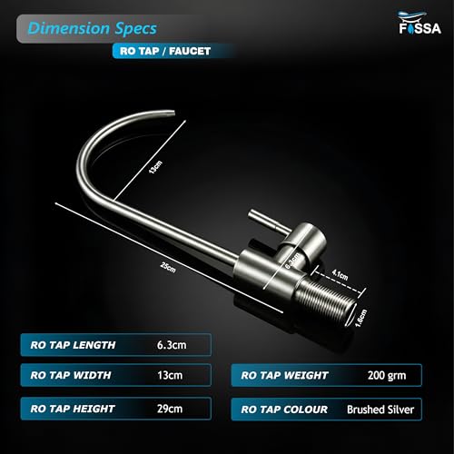 Image of Fossa RO Tap Kitchen Water Filter Faucet, 100% Lead-Free Drinking Water Faucet Stainless Steel 304 Body Brushed Nickel Finish (Matte Finish)