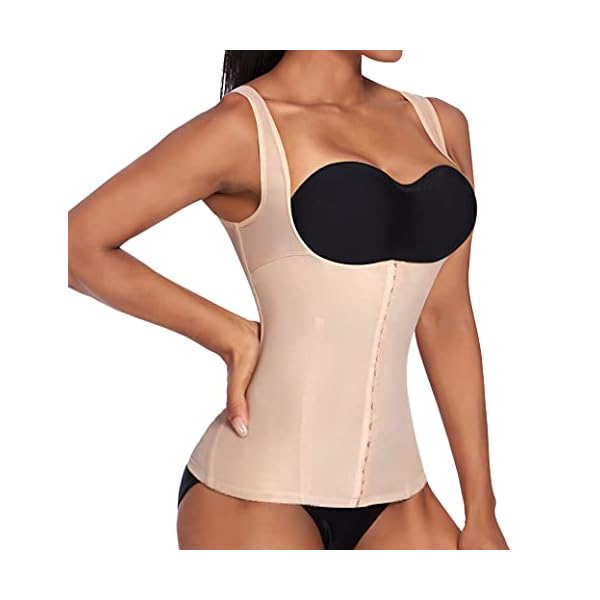 Ekouaer-Waist-Trainer-For-Women-Underbust-Corset-Vest-Body-Shaper-Tank-Top-Cincher-Shapewear-With-Hooks-S-4XL Ekouaer Womens Waist Trimmer Shapewear For Weight Loss Corset(Nude, L fit 33-35 Inch Waistline)