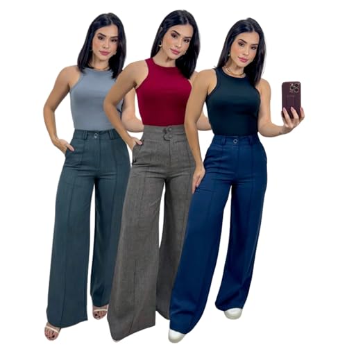 Regata Básica Feminina Canelada Ribana Kit 3 Peças básico com estilo